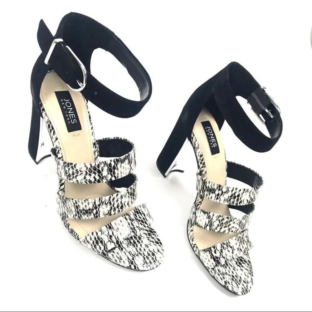 COPY - Jones New York Jesse Snakeskin Suede Block Heels NWT Ankle Strap Sandal … - Picture 2 of 6